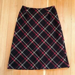 Vintage 70s 80s plaid wool midi skirt 6